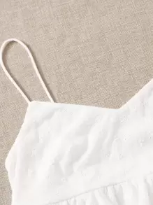 Soleia 素色網眼刺繡多層下擺吊帶上衣 - 白色 - 查看 3