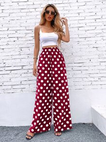 Polka Dot Wide Leg Trousers | SHEIN UK