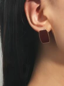 1pair Geometric Earrings - Burgundy - View 1
