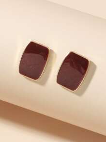 1pair Geometric Earrings - Burgundy - View 2