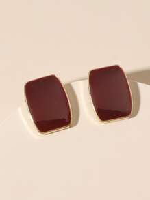 1pair Geometric Earrings - Burgundy - View 3