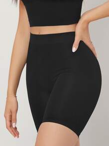 High Waisted Soft To The Touch Seamless Comfortable Shapewear Shorts - Black - View 1