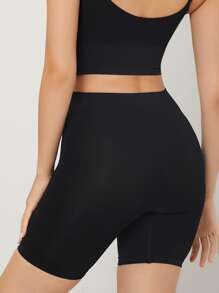 High Waisted Soft To The Touch Seamless Comfortable Shapewear Shorts - Black - View 2