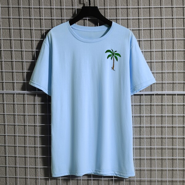 

Men Tropical Tree Print Tee, Blue