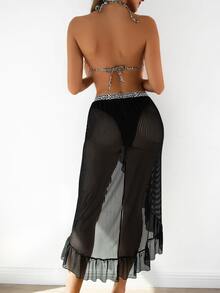 3packs Leopard Print Bikini With Cover Up - Multicolor - View 2