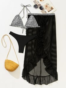 3packs Leopard Print Bikini With Cover Up - Multicolor - View 5