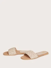 Braided Design Slide Sandals - Apricot - View 3