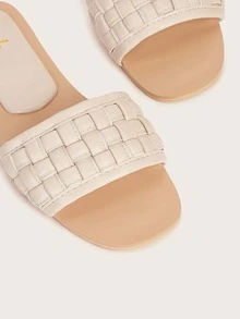 Braided Design Slide Sandals - Apricot - View 5