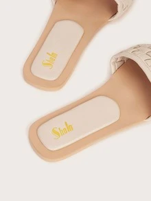 Braided Design Slide Sandals - Apricot - View 6