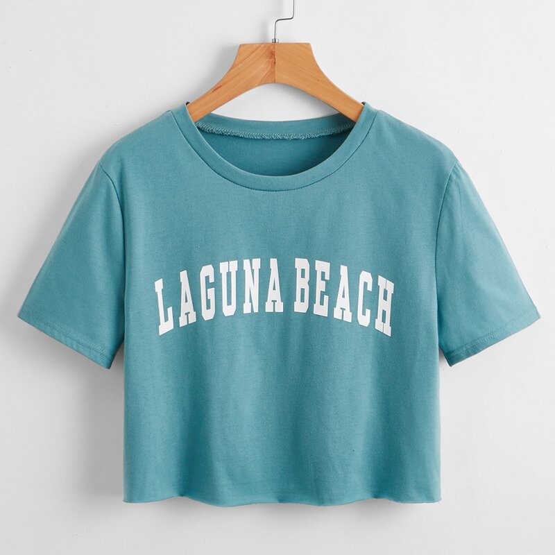

Letter Crop Tee, Cadet blue