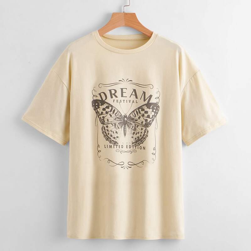 

Letter Butterfly Graphic Tee, Apricot