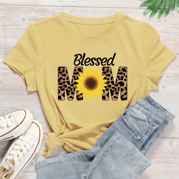

Sunflower & Letter Graphic Tee, Mustard yellow