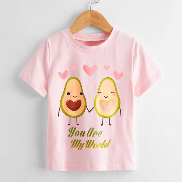 

Toddler Girls Cartoon And Slogan Graphic Tee, Baby pink