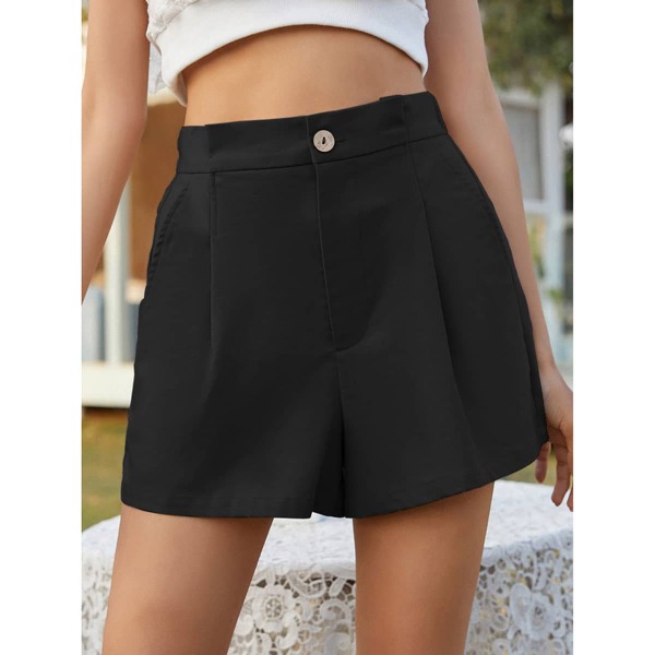 

Zipper Fly Slant Pocket Shorts, Black