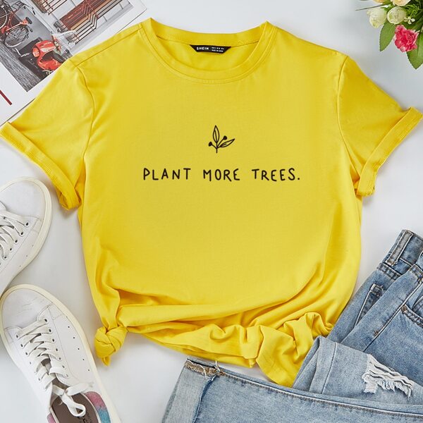 

Slogan Graphic Short Sleeve Tee, Yellow