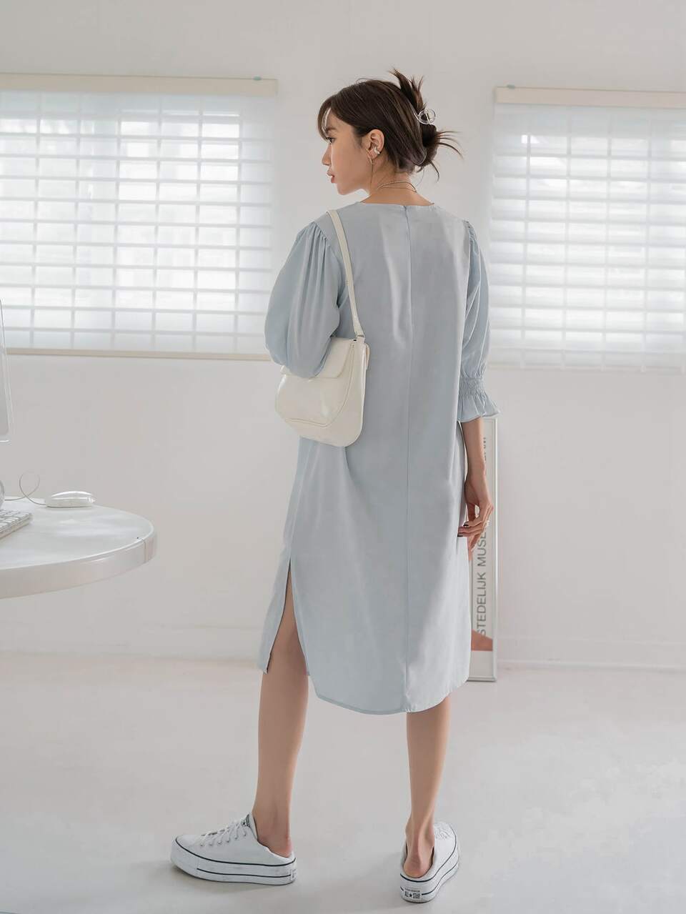 Flounce Sleeve Split Side Tunic Dress