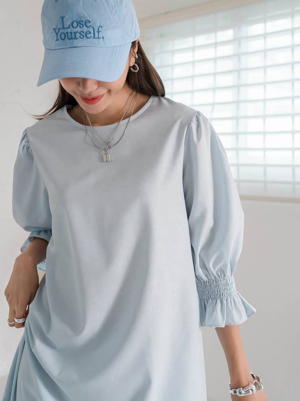 Flounce Sleeve Split Side Tunic Dress