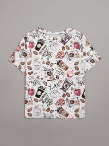 Flirla Playera Con Lema Y Estampado De Café Plus - Multicolor - Ver 3