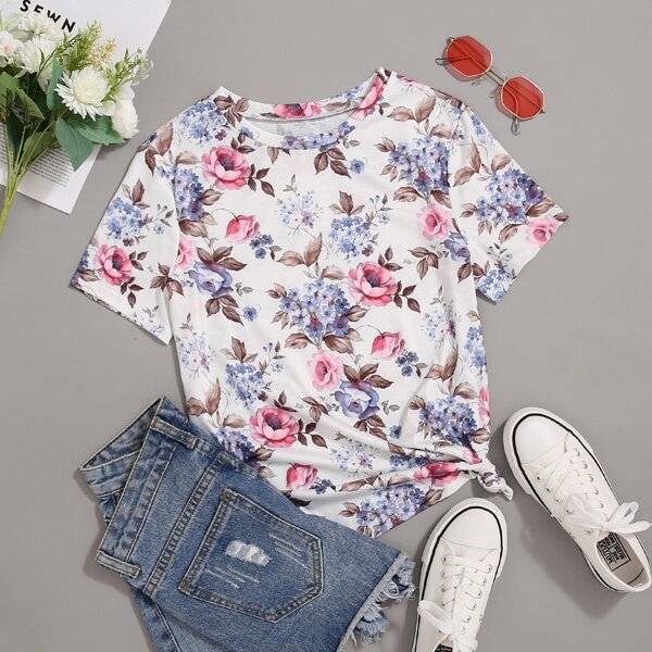 

Plus All Over Floral Print Tee, Multicolor