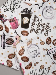 Flirla Playera Con Lema Y Estampado De Café Plus - Multicolor - Ver 5