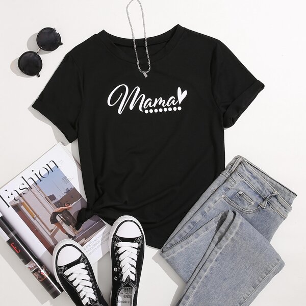 

Plus Heart And Letter Graphic Tee, Black