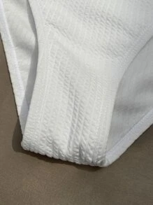 Summer Textured One Shoulder Bikini - White - View 5