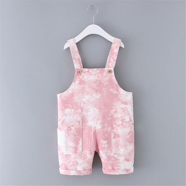 

Toddler Girls Tie Dye Overall Romper, Baby pink