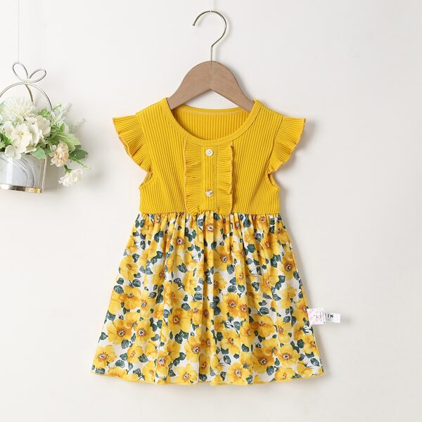 

Baby Girl Floral Ruffle Trim Babydoll Dress, Multicolor