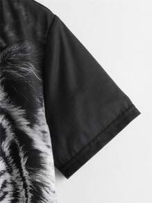 SHEIN Tween Boy Tiger Print Tee - Black - View 4