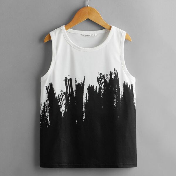 

Boys Splash Print Tank Top, Black and white