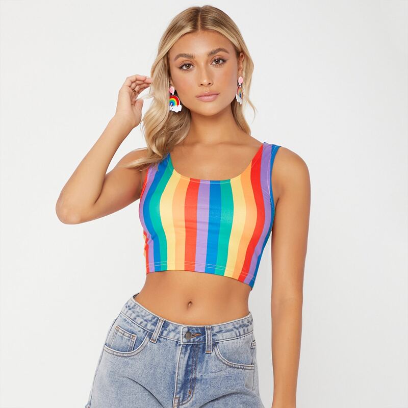 

Rainbow Striped Tank Top, Multicolor