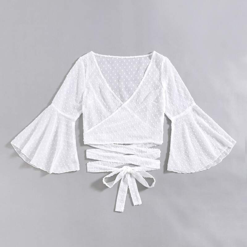 

Swiss Dot Criss Cross Blouse, White