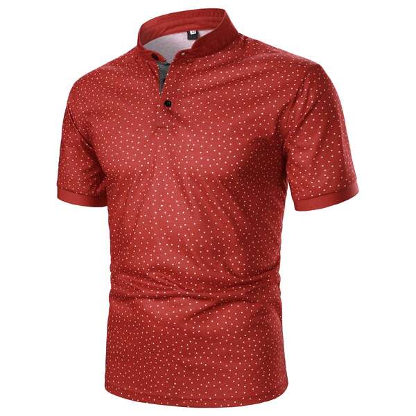 

Men Polka Dot Polo Shirt, Red