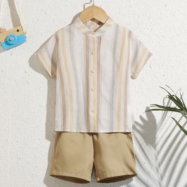 

Toddler Boy Striped Button Up Top & Shorts, Multicolor
