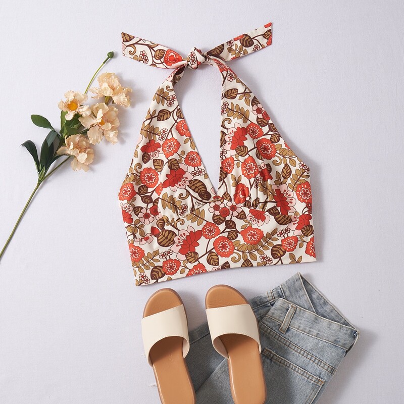 

Floral Print Halter Top, Multicolor