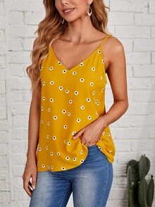 EMERY ROSE 小雛菊花卉吊帶上衣 - 芥末黃 - 查看 3