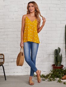 EMERY ROSE 小雛菊花卉吊帶上衣 - 芥末黃 - 查看 4