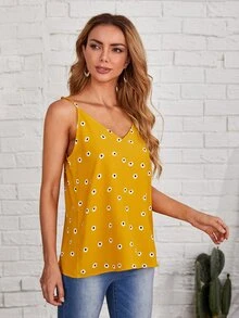 EMERY ROSE 小雛菊花卉吊帶上衣 - 芥末黃 - 查看 5