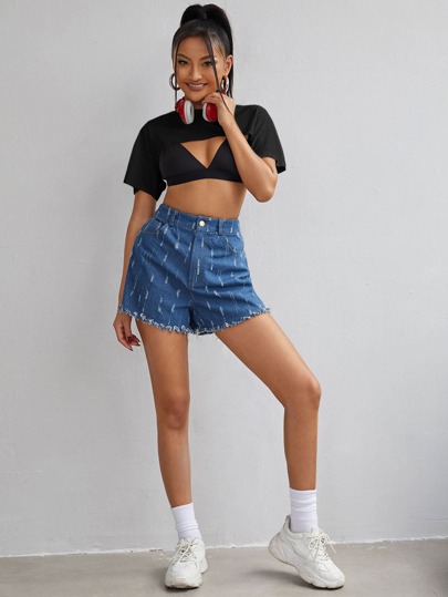 SHEIN EZwear Solid Super Crop Top Without Bra