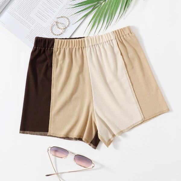 

Colorblock Rib-knit Track Shorts, Multicolor