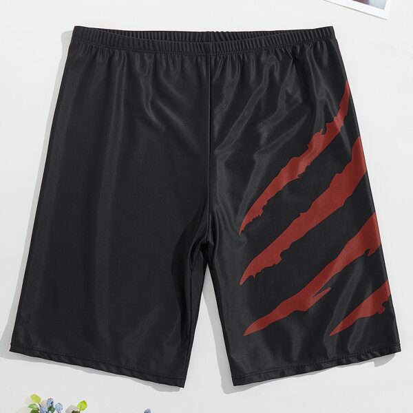 

Men Graphic Print Swim Trunks, Black