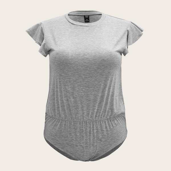 

Plus Solid Tee Bodysuit, Grey