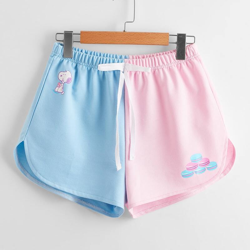 

Two Tone Cartoon Graphic Shorts, Multicolor
