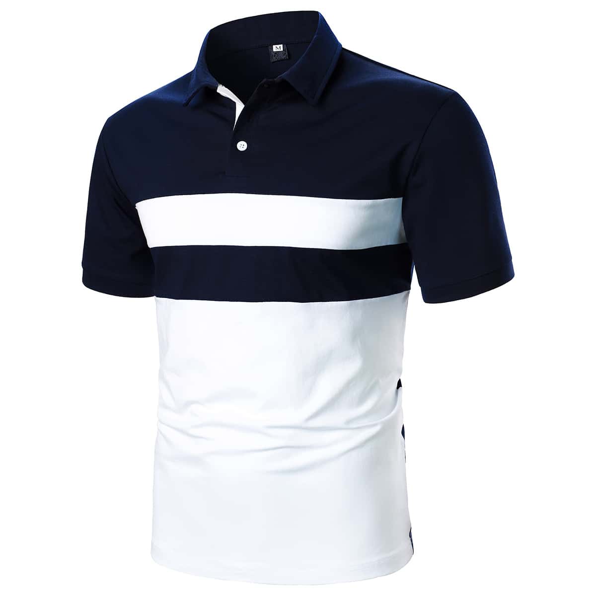 

Guys Colorblock Quarter Button Polo Shirt, Blue and white