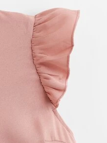 SHEIN Clasi 荷葉邊鏤空上衣 - 藕粉色 - 查看 4