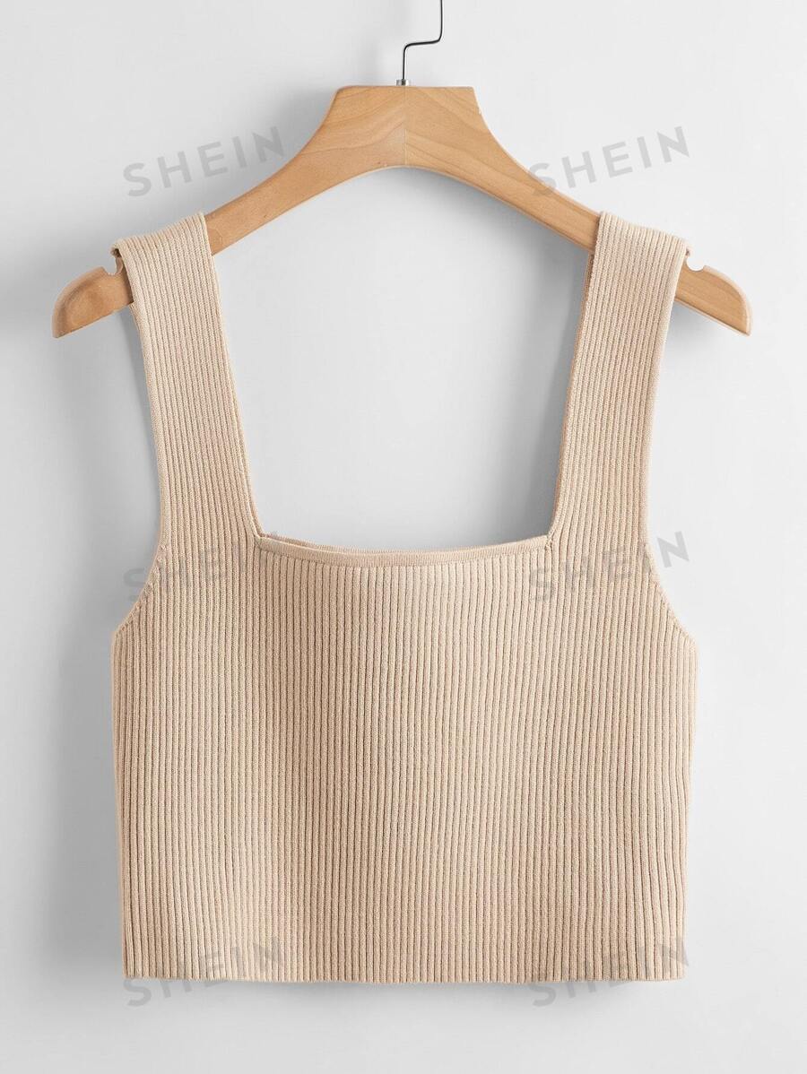 Franclia Top tejido de canalé unicolor