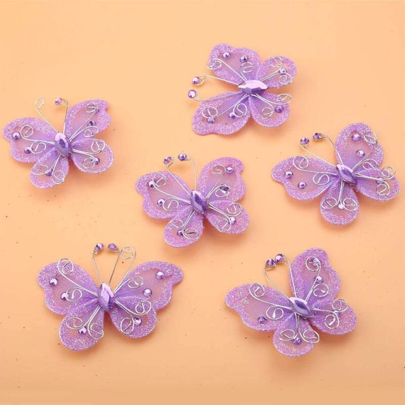 

12pcs Lace Butterfly Party Decoration, Purple