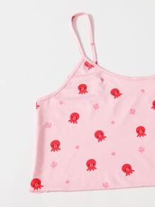 Conjunto de pijama con estampado de dibujos animados y estrella - Rosa Pálido - Ver 4