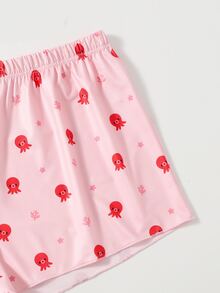 Conjunto de pijama con estampado de dibujos animados y estrella - Rosa Pálido - Ver 5