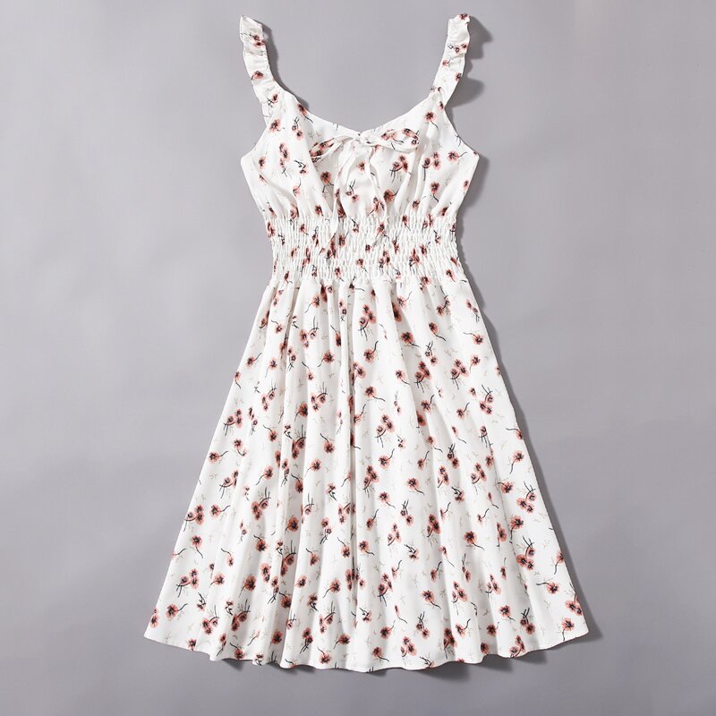 

Ditsy Floral Tie Front Dress, White